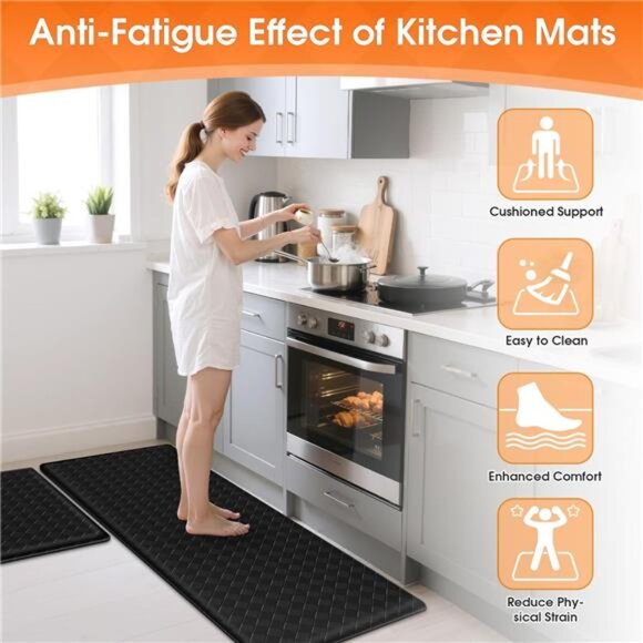 Kitchen Mats, 2PCS Kitchen Rugs, Cushioned Anti Fatigue Kitchen Mats for Floor, - Picture 3 of 8